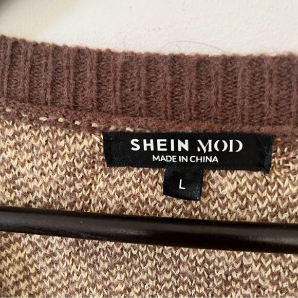 SHEIN MOD Multicolor Geometric Pattern Crewneck Sweater - Picture 7 of 7